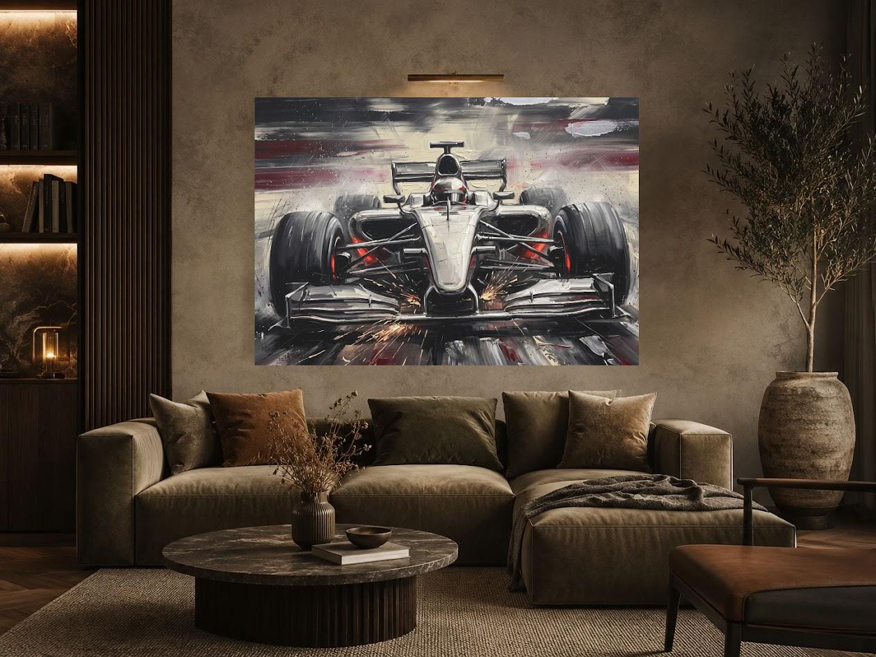 Race Car Wall Art | Formula Car Canvas | Motorsport Decor for Office or Man Cave — Framed Print wall art