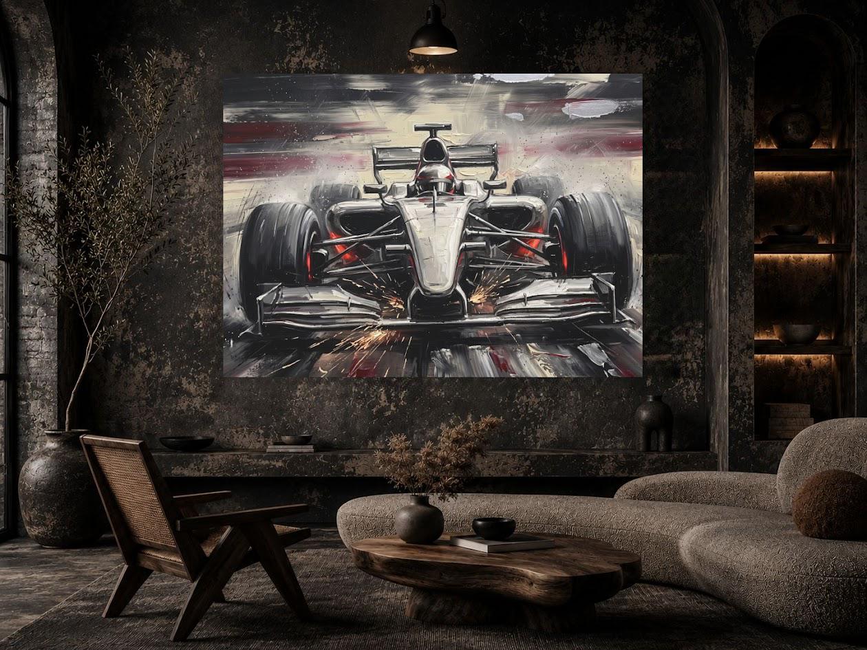 Race Car Wall Art | Formula Car Canvas | Motorsport Decor for Office or Man Cave — Framed Print wall art