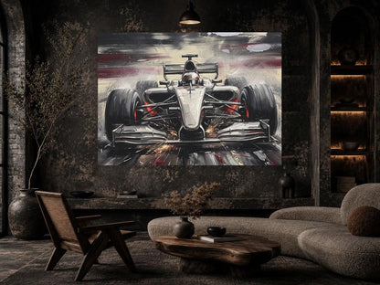 Race Car Wall Art | Formula Car Canvas | Motorsport Decor for Office or Man Cave — Framed Print wall art