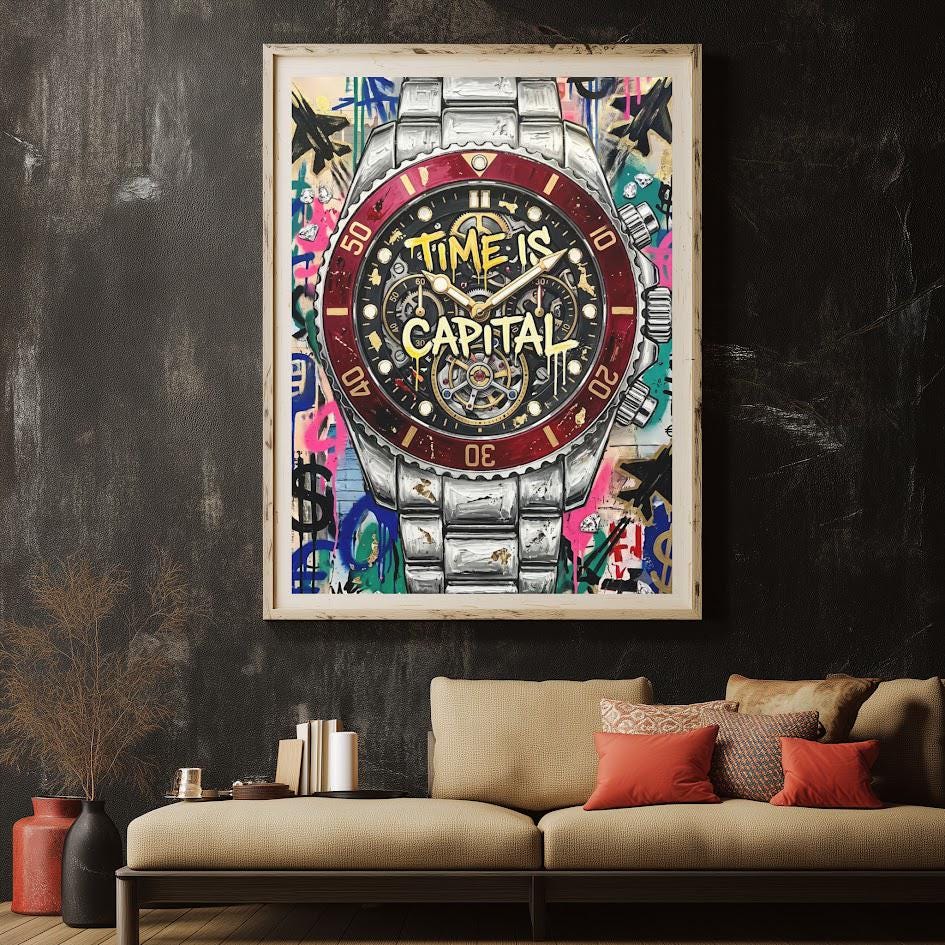 Watch Wall Art | Motivational Business Canvas | Masculine Office Decor — Framed Print wall art
