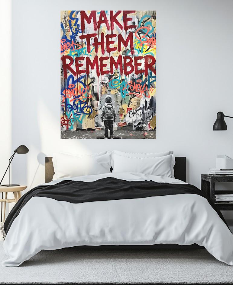 Make Them Remember Wall Art, Graffiti Canvas Print, Motivational Street Decor, Urban Typography Artwork — Canvas wall art
