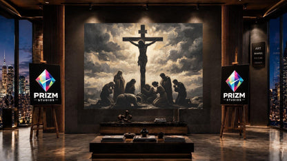 Jesus on the Cross Canvas | Good Friday Faith Art | Religious Home Decor — Framed Print wall art