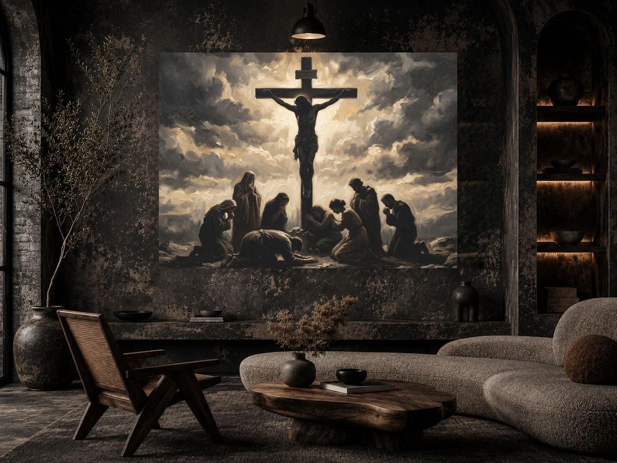 Jesus on the Cross Canvas | Good Friday Faith Art | Religious Home Decor — Poster wall art