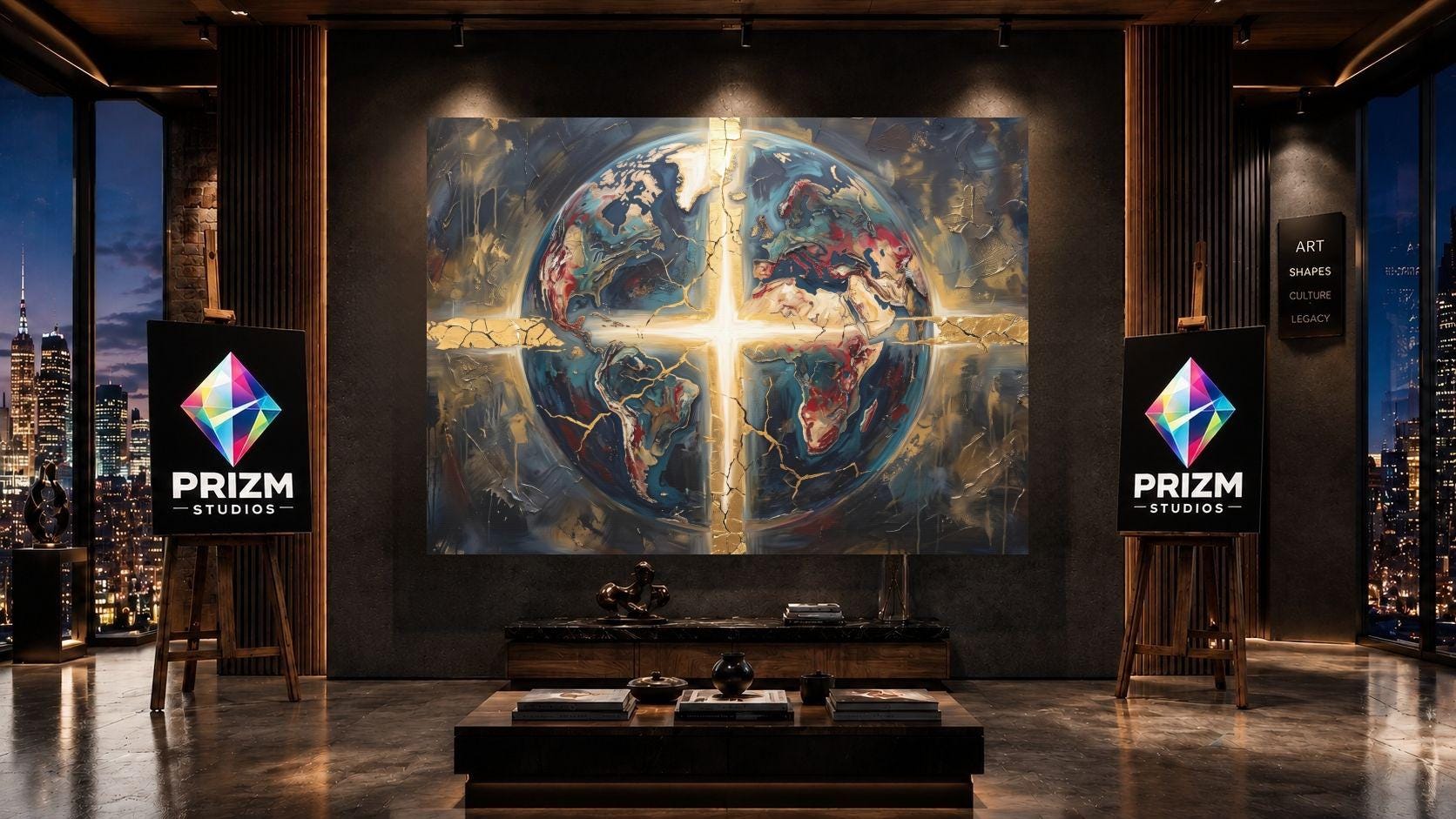 Christian Globe Wall Art, Cross Canvas Print, Faith Home Decor — Poster wall art