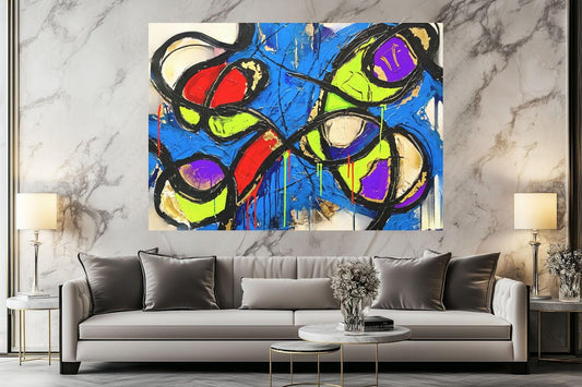 Abstract Graffiti Wall Art | Colorful Geometric Canvas | Modern Maximalist Decor — Poster wall art