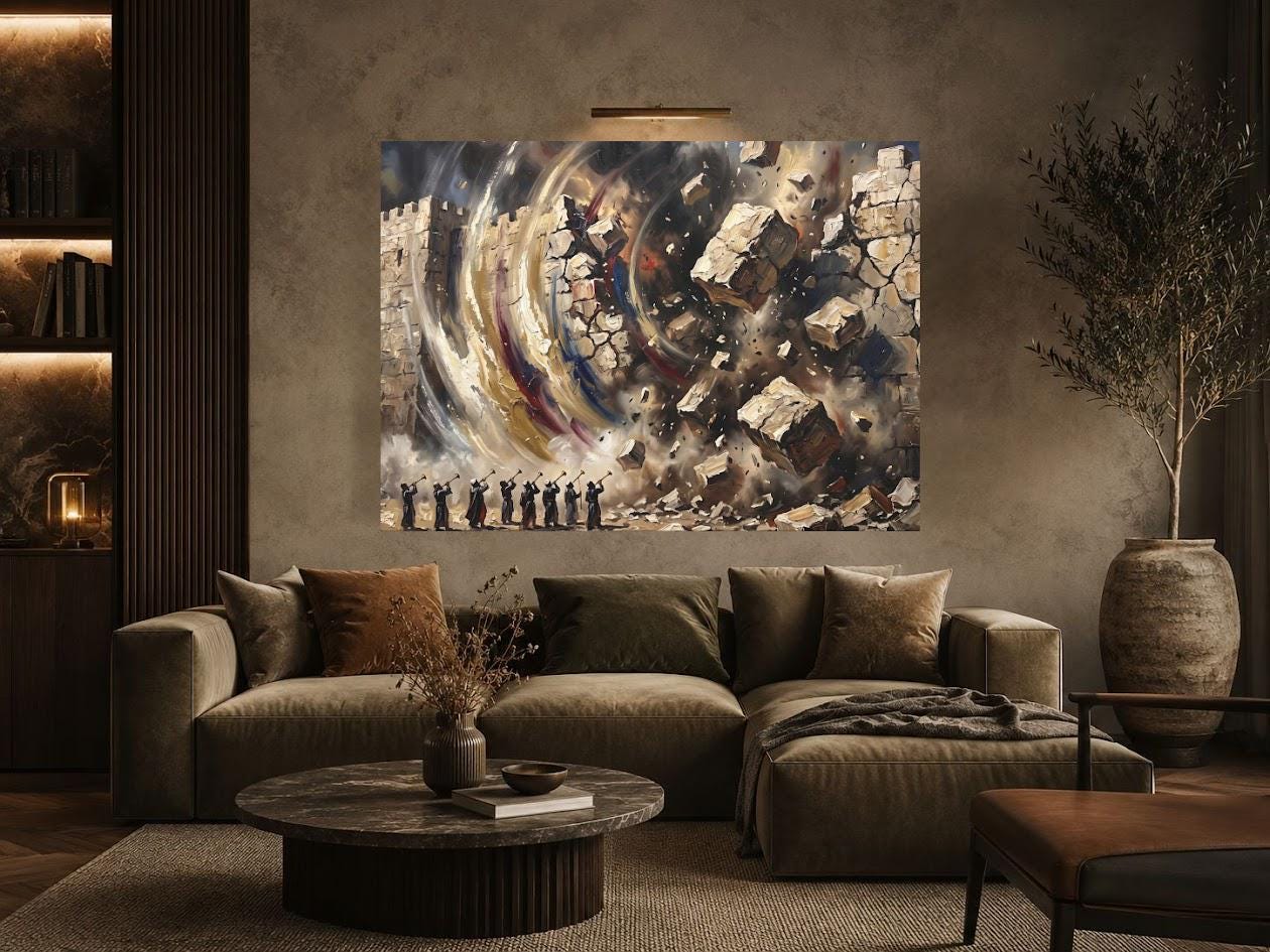 Walls of Jericho Wall Art | Joshua Bible Canvas | Christian Home Decor — Framed Print wall art