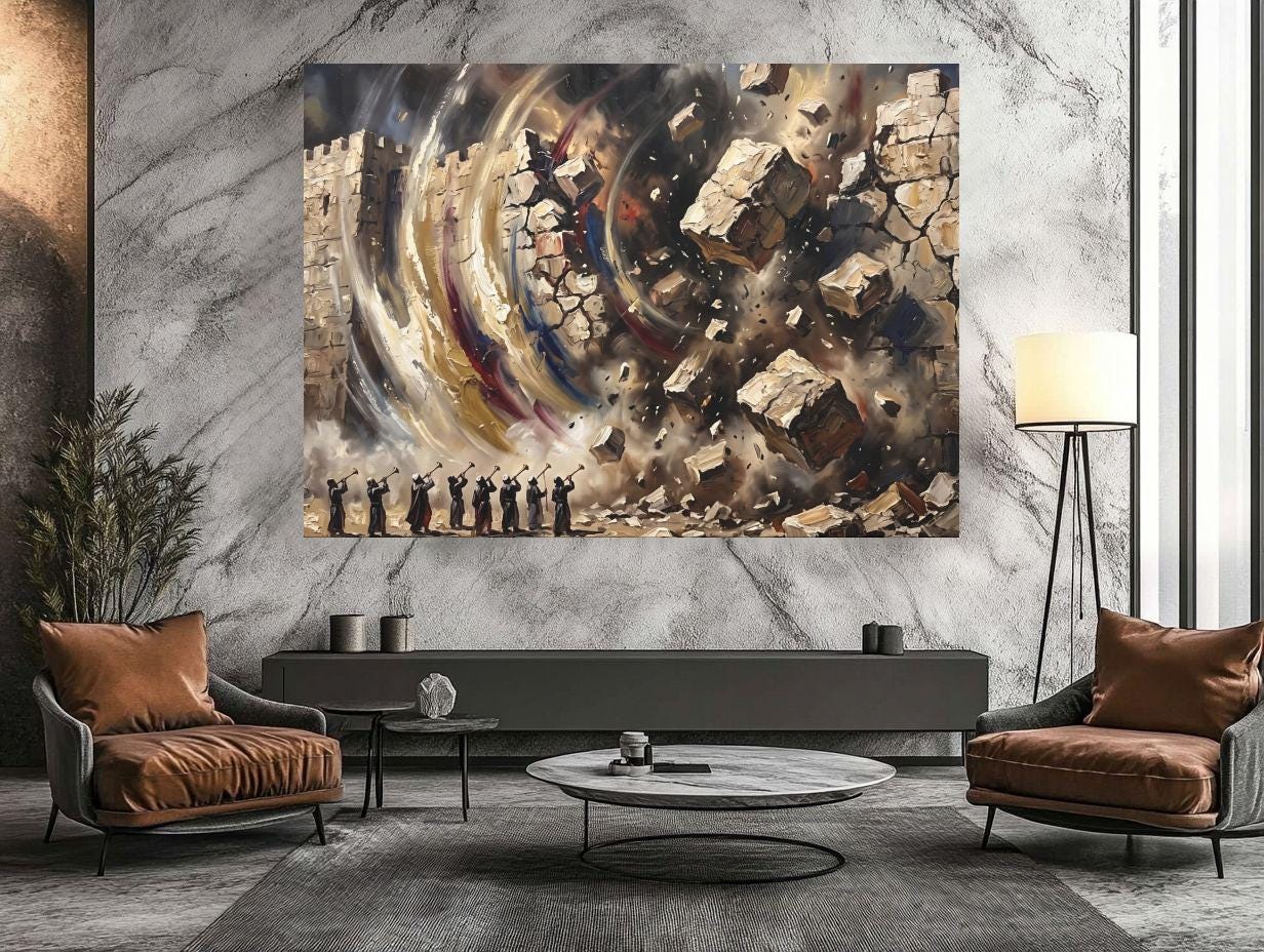 Walls of Jericho Wall Art | Joshua Bible Canvas | Christian Home Decor — Framed Print wall art