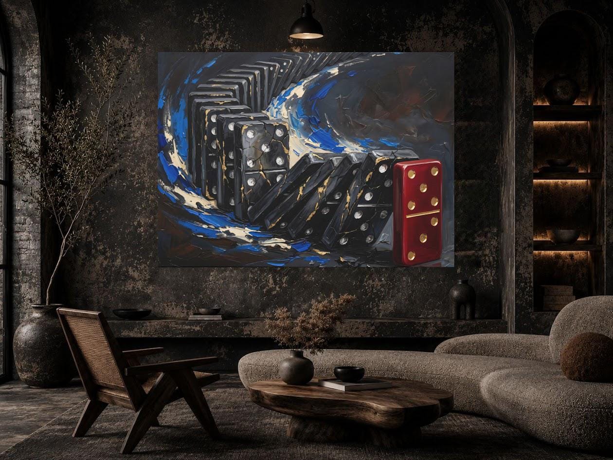 Domino Effect Wall Art | Strategy Canvas Print | Entrepreneur Office Decor — Framed Print wall art