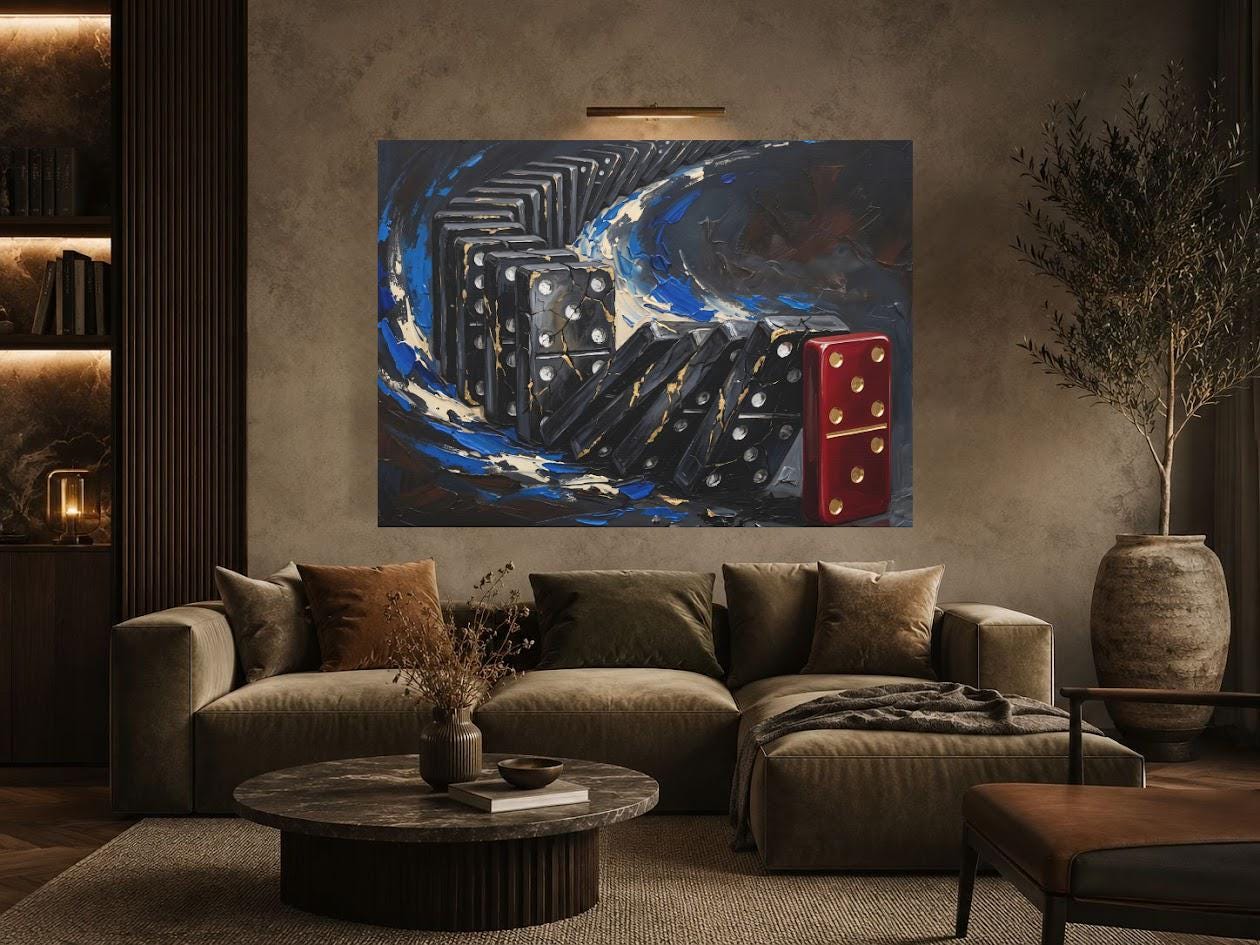 Domino Effect Wall Art | Strategy Canvas Print | Entrepreneur Office Decor — Framed Print wall art