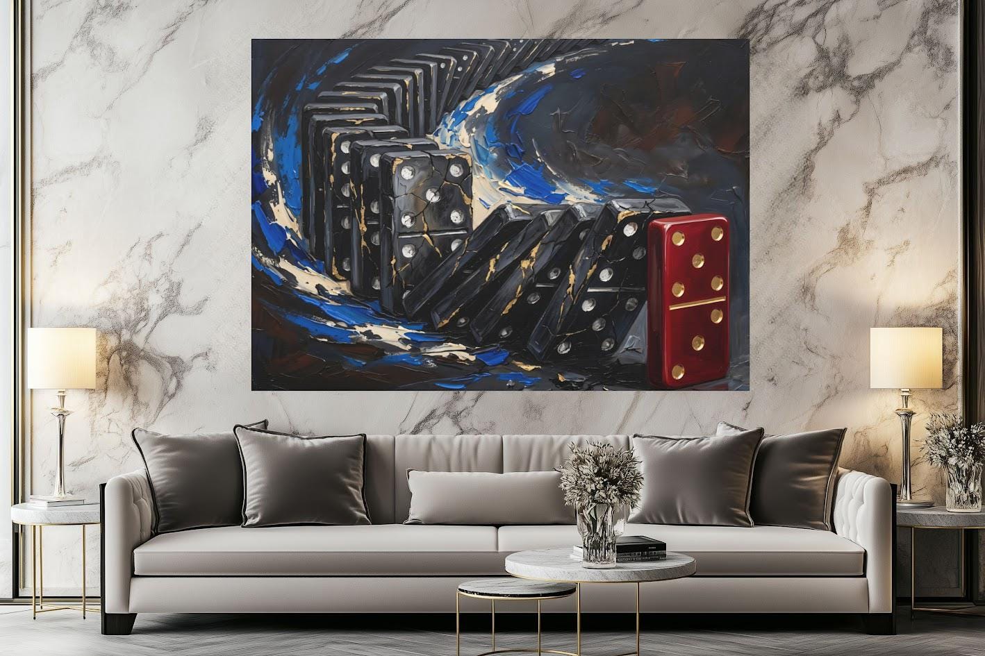 Domino Effect Wall Art | Strategy Canvas Print | Entrepreneur Office Decor — Framed Print wall art