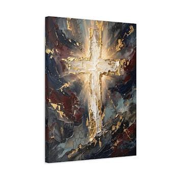 Abstract Cross Wall Art | Christian Canvas Print | Prayer Room Decor — Canvas wall art