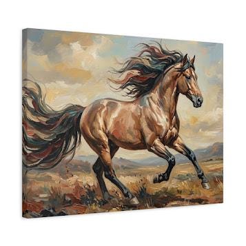 Running Horse Wall Art | Western Canvas Print | Equestrian Home Decor — Canvas wall art
