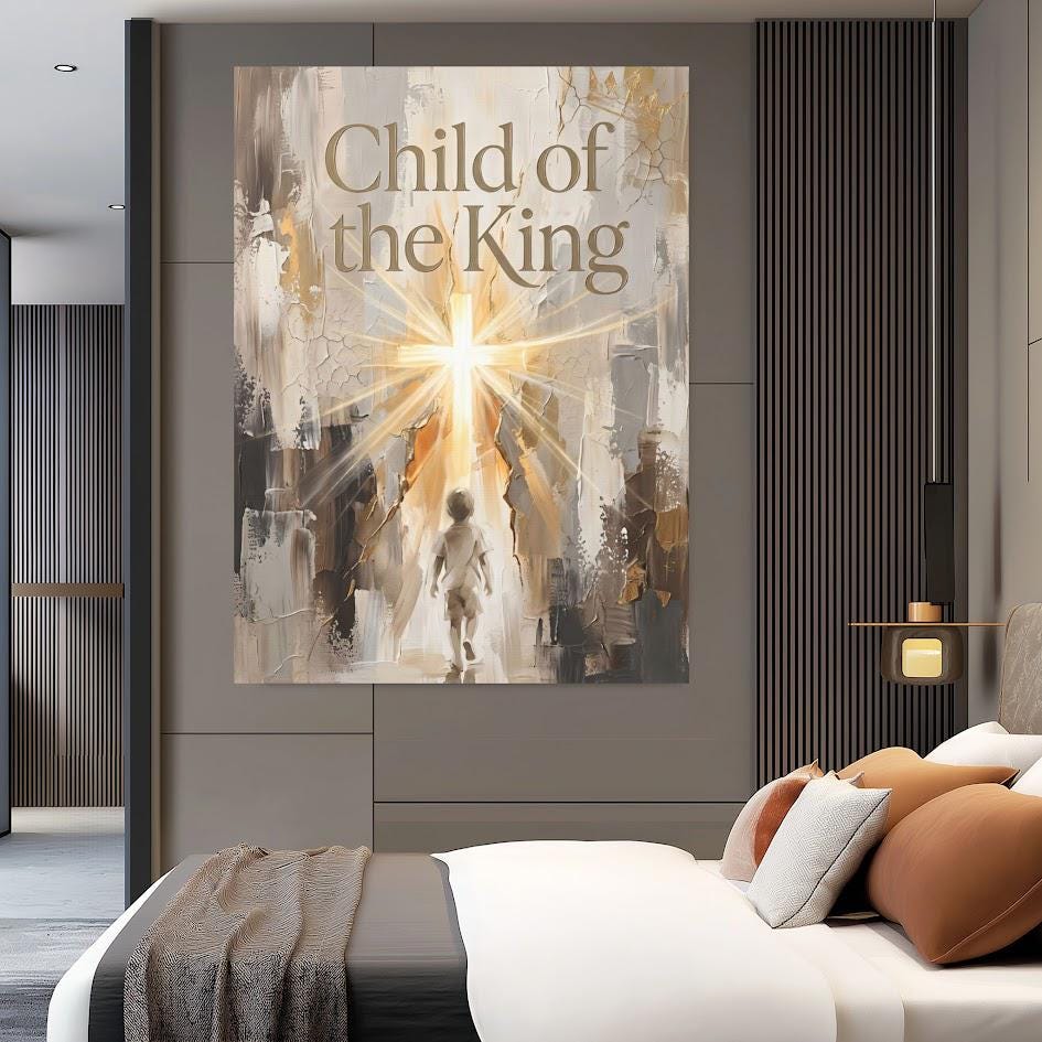 Child of the King Wall Art | Christian Nursery Decor | Faith Based Kids Room Canvas Print — Framed Print wall art