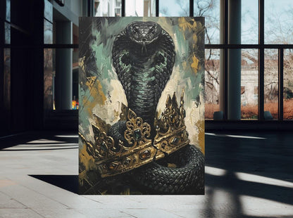 King Cobra Wall Art | Crowned Snake Canvas Print | Dark Man Cave Decor — Poster wall art