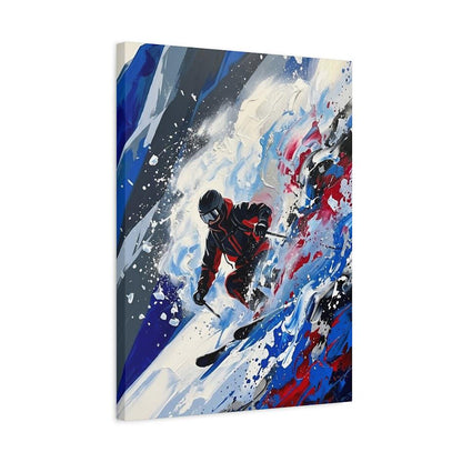 Skiing Wall Art | Abstract Skier Canvas Print | Mountain Lodge Decor — Canvas wall art