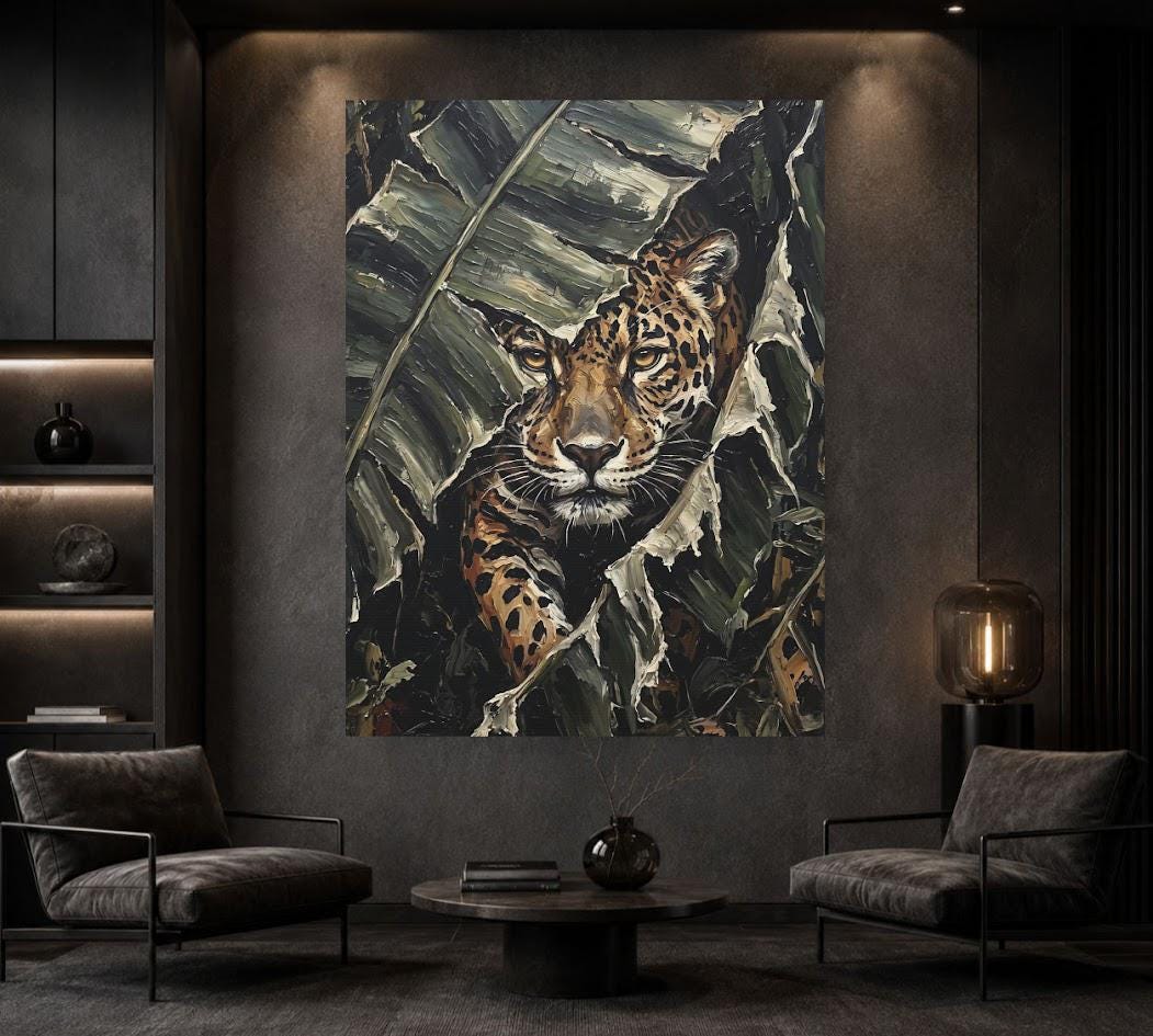 Jaguar Wall Art | Jungle Wildlife Canvas | Big Cat Decor — Framed Print wall art