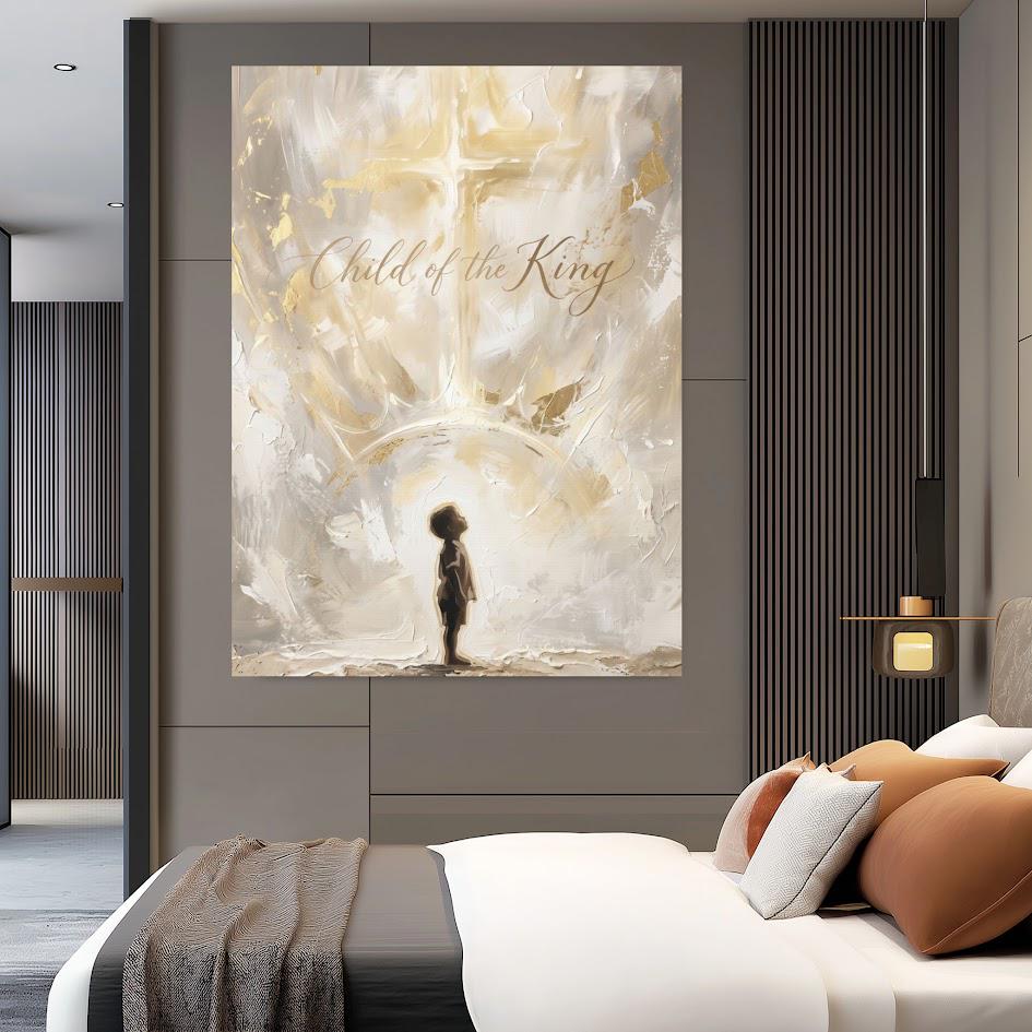 Child of the King Wall Art | Christian Nursery Decor | Neutral Faith Canvas Print — Framed Print wall art