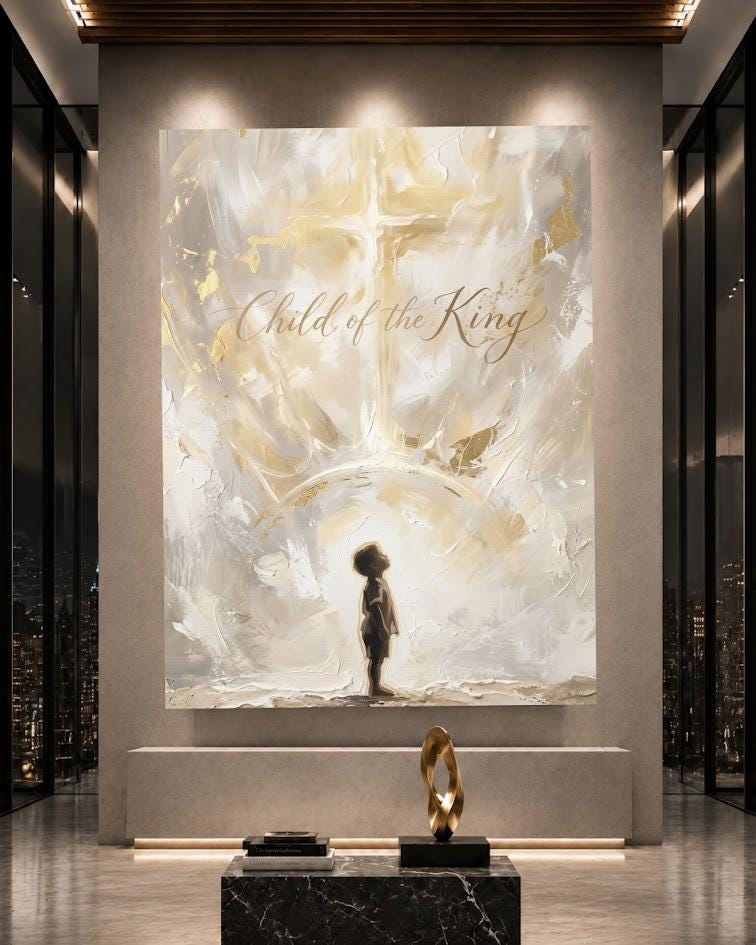 Child of the King Wall Art | Christian Nursery Decor | Neutral Faith Canvas Print — Framed Print wall art