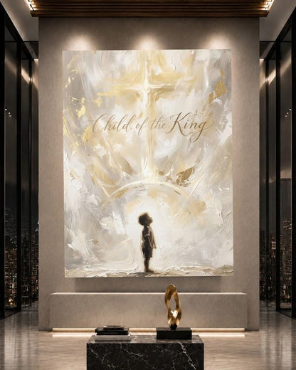 Child of the King Wall Art | Christian Nursery Decor | Neutral Faith Canvas Print — Framed Print wall art