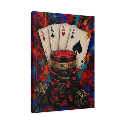 Poker Wall Art | Aces Casino Canvas Print | Gambling Quote Decor for Man Cave Game Room Office — Canvas wall art
