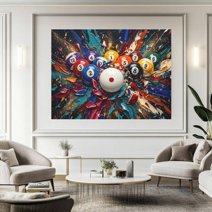 Pool Table Wall Art | Billiards Canvas Print | Game Room Decor — Framed Print wall art