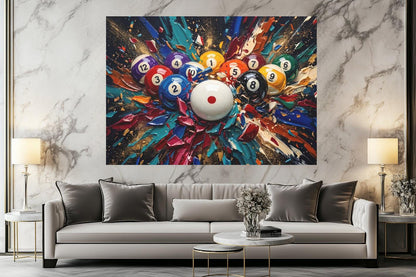 Pool Table Wall Art | Billiards Canvas Print | Game Room Decor — Framed Print wall art