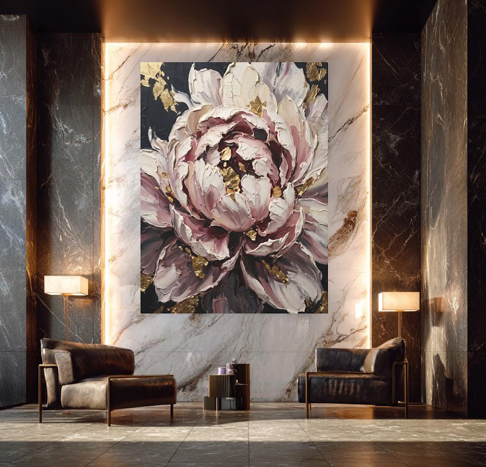Peony Wall Art | Pink Floral Canvas Print | Elegant Bedroom Decor — Framed Print wall art