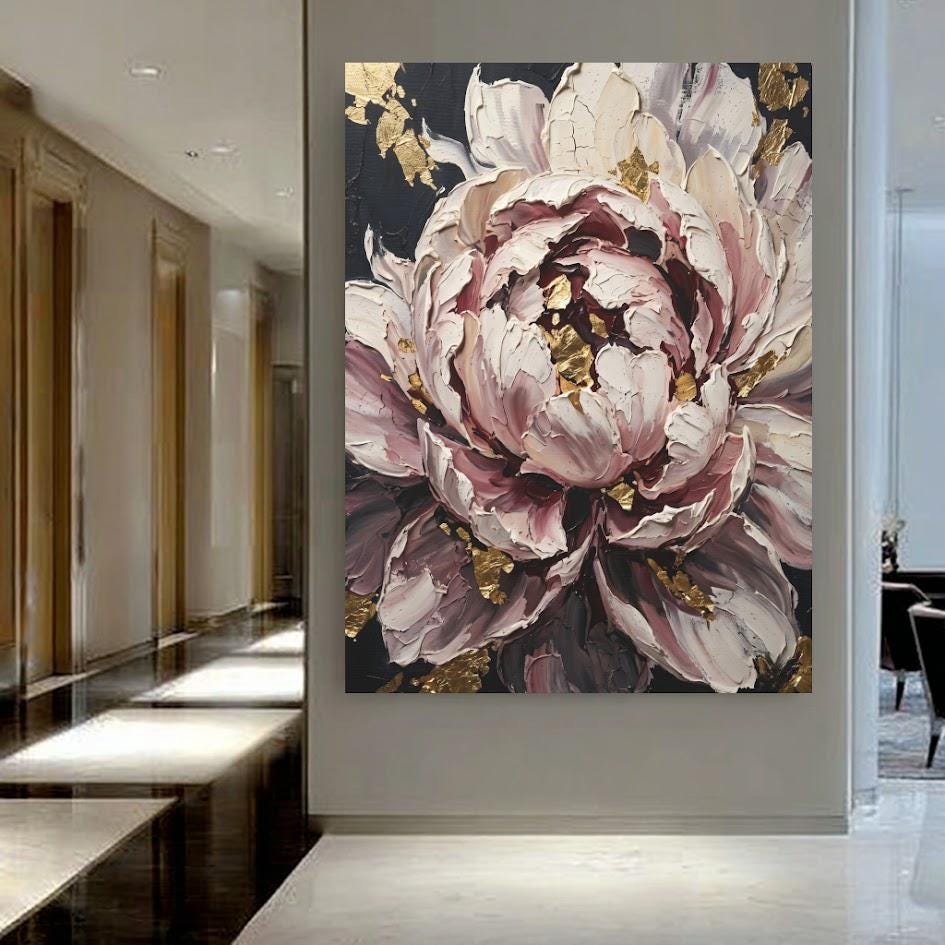Peony Wall Art | Pink Floral Canvas Print | Elegant Bedroom Decor — Framed Print wall art