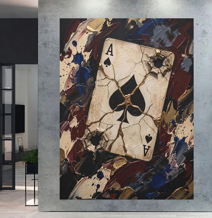 Ace of Spades Wall Art | Poker Room Decor | Casino Canvas Print — Framed Print wall art