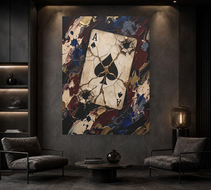 Ace of Spades Wall Art | Poker Room Decor | Casino Canvas Print — Framed Print wall art