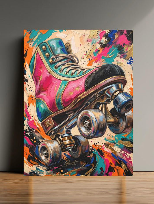 Roller Skate Wall Art | Retro Skating Canvas Print | Colorful Skater Decor for Teen Room Dorm Studio — Poster wall art