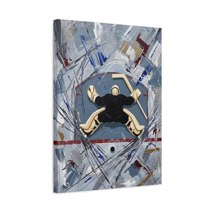 Goalie Wall Art | Ice Rink Canvas Print | Abstract Sports Decor for Hockey Room Man Cave Bedroom — Canvas wall art