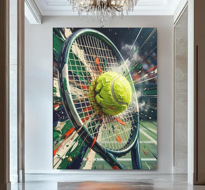 Tennis Wall Art | Racket and Ball Canvas | Sports Room Decor — Poster wall art
