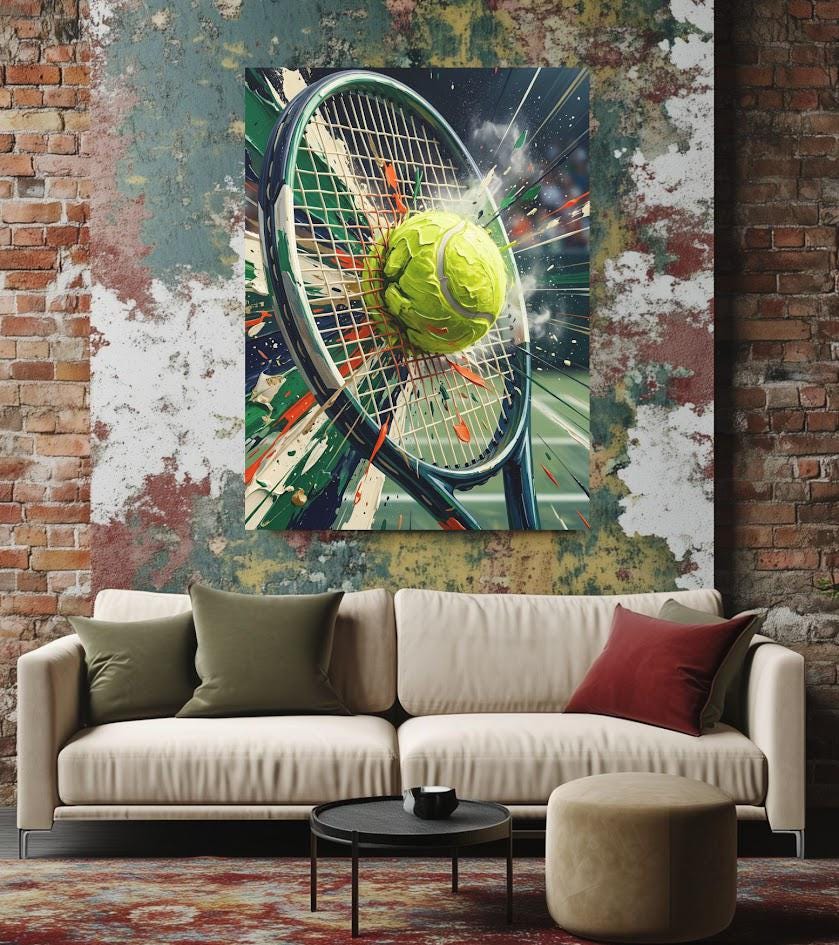 Tennis Wall Art | Racket and Ball Canvas | Sports Room Decor — Framed Print wall art