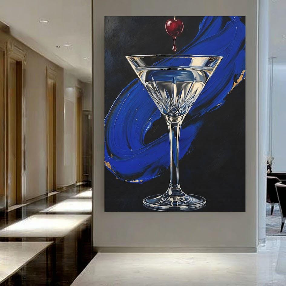 Martini Wall Art | Cocktail Canvas | Modern Home Bar Decor — Framed Print wall art
