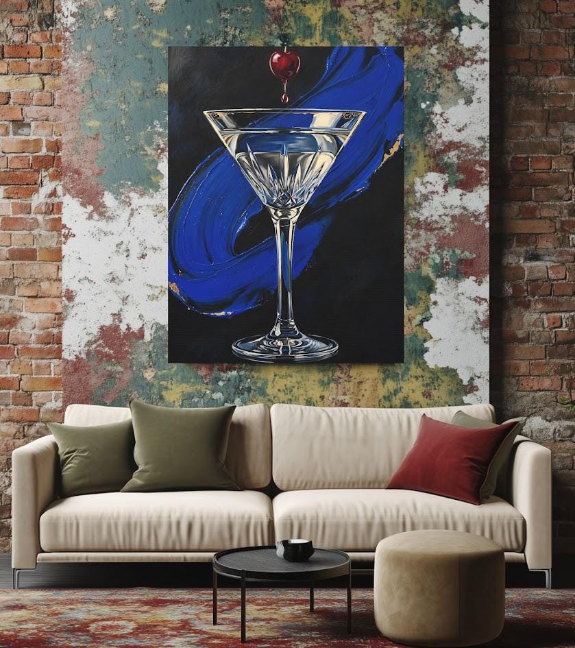 Martini Wall Art | Cocktail Canvas | Modern Home Bar Decor — Framed Print wall art