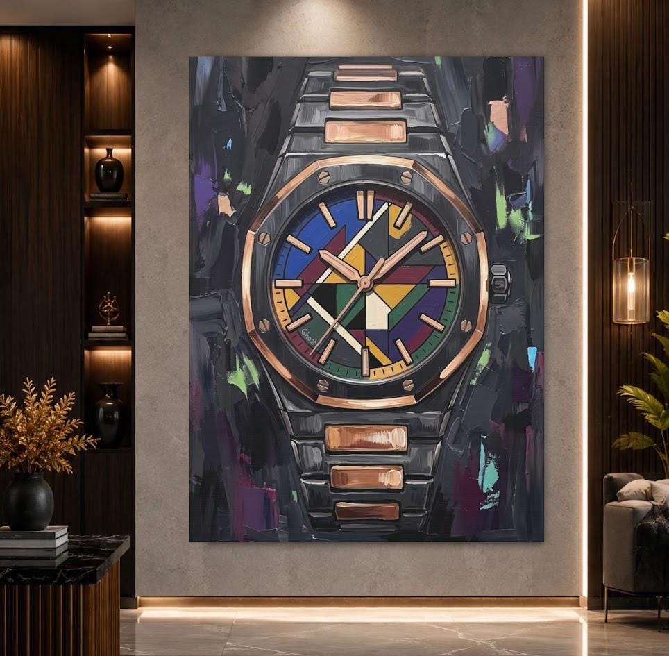 Luxury Watch Wall Art | Colorful Timepiece Canvas | Executive Office Decor — Poster wall art