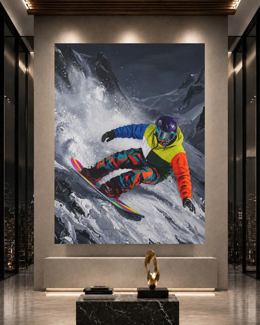 Snowboard Wall Art | Colorful Winter Sports Canvas | Ski Lodge Decor | Mountain Cabin Artwork — Poster wall art
