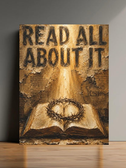 Christian Wall Art, Read All About It Bible Painting, Crown of Thorns Jesus Art — Poster wall art