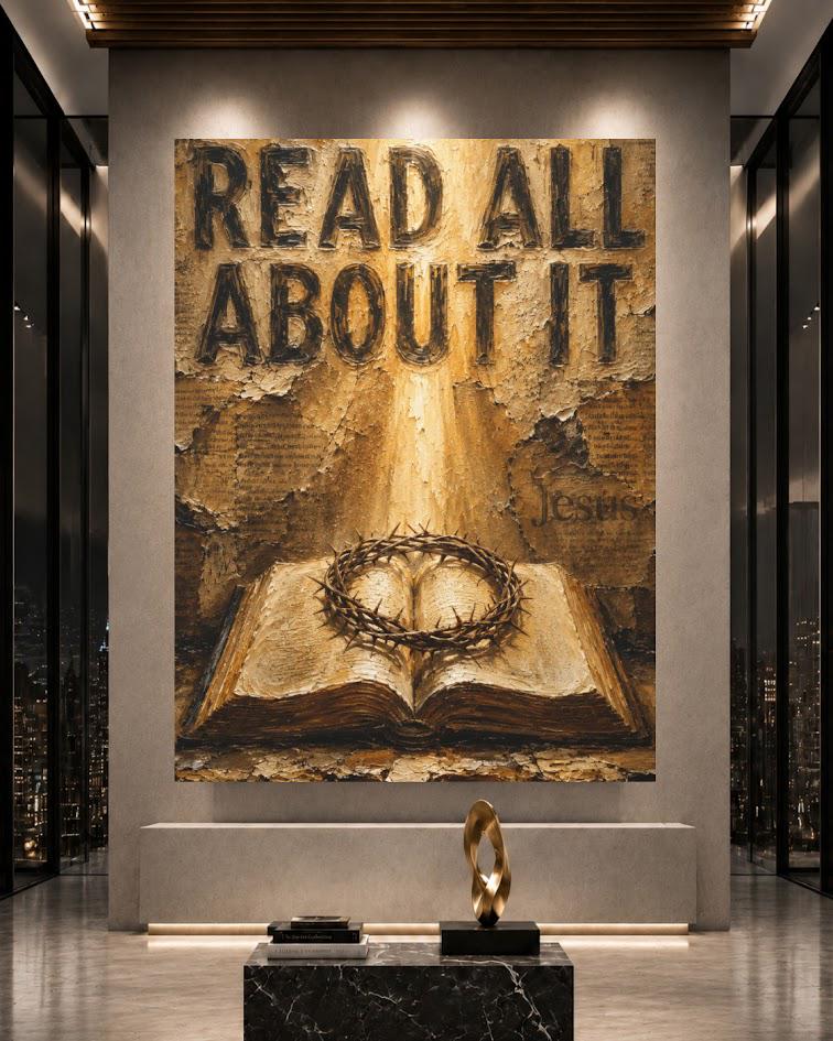 Christian Wall Art, Read All About It Bible Painting, Crown of Thorns Jesus Art — Framed Print wall art
