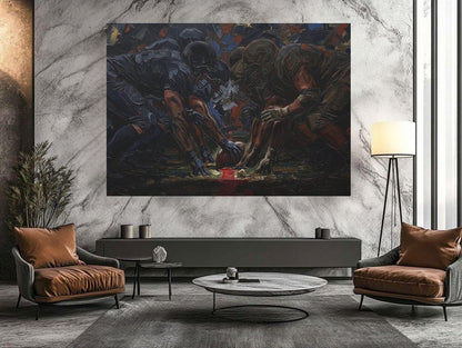 American Football Wall Art, Gridiron Painting, Masculine Game Room Decor — Framed Print wall art