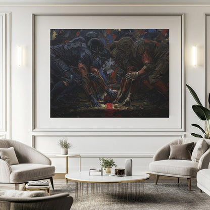 American Football Wall Art, Gridiron Painting, Masculine Game Room Decor — Framed Print wall art