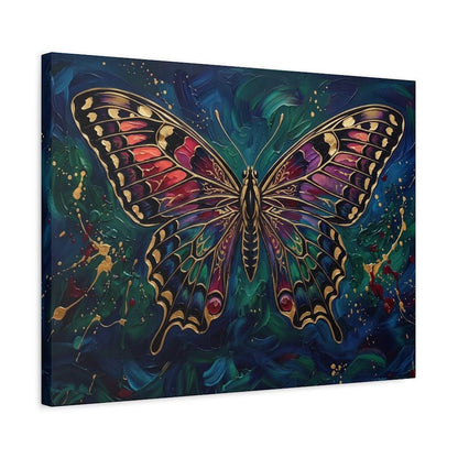 Butterfly Wall Art | Jewel Tone Canvas | Moody Botanical Decor — Canvas wall art