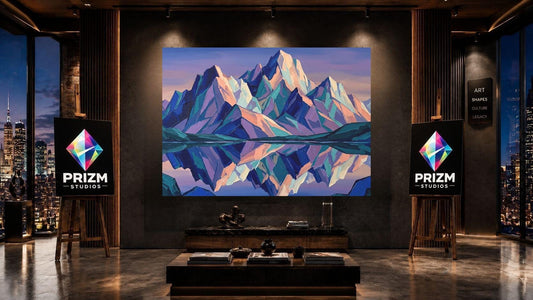 Colorful Mountain Wall Art | Geometric Landscape Canvas | Modern Cabin Decor — Poster wall art