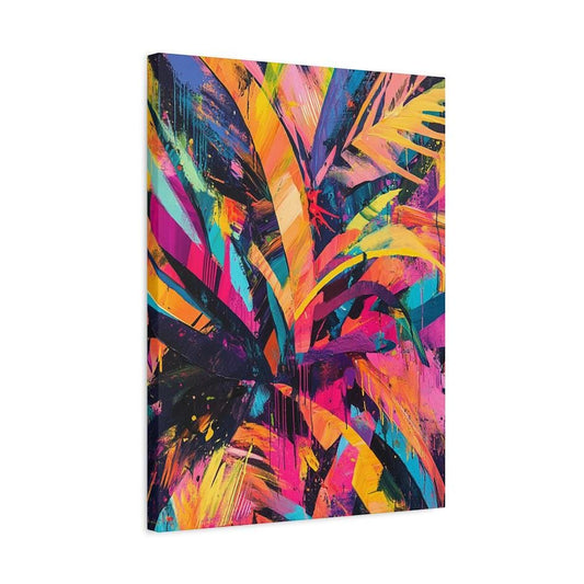 Tropical Leaf Wall Art | Colorful Abstract Canvas | Maximalist Living Room Decor — Canvas wall art