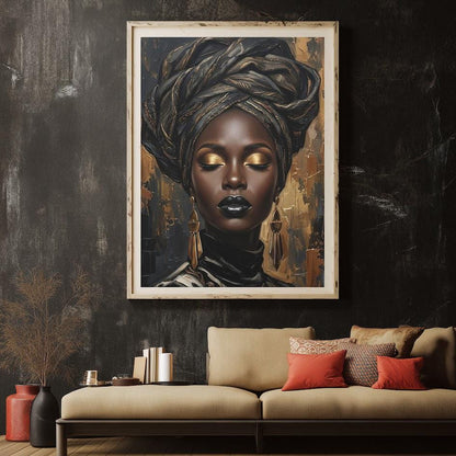 Black Woman Wall Art | Afrocentric Home Decor | Melanin Queen Canvas — Framed Print wall art