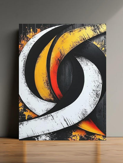 Black Gold Abstract Wall Art | Modern Statement Canvas | Luxury Living Room Decor — Framed Print wall art