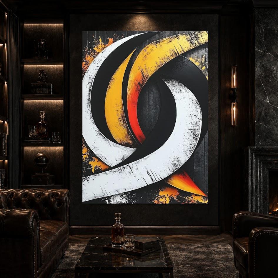 Black Gold Abstract Wall Art | Modern Statement Canvas | Luxury Living Room Decor — Framed Print wall art