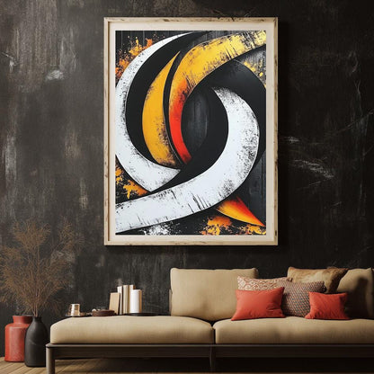 Black Gold Abstract Wall Art | Modern Statement Canvas | Luxury Living Room Decor — Framed Print wall art
