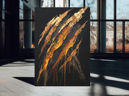 Abstract Claw Mark Wall Art | Black Gold Canvas | Bold Statement Decor — Poster wall art